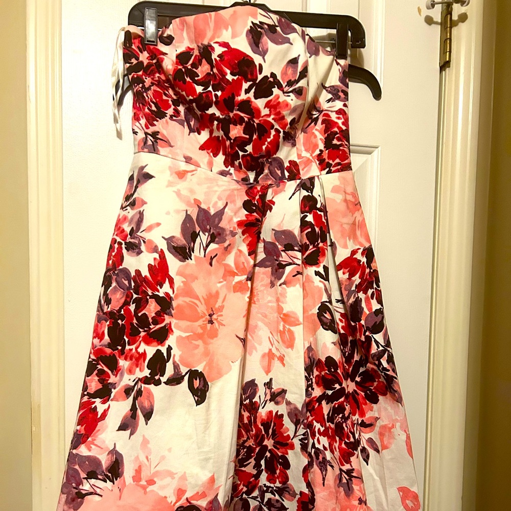 WHBM floral strapless dress